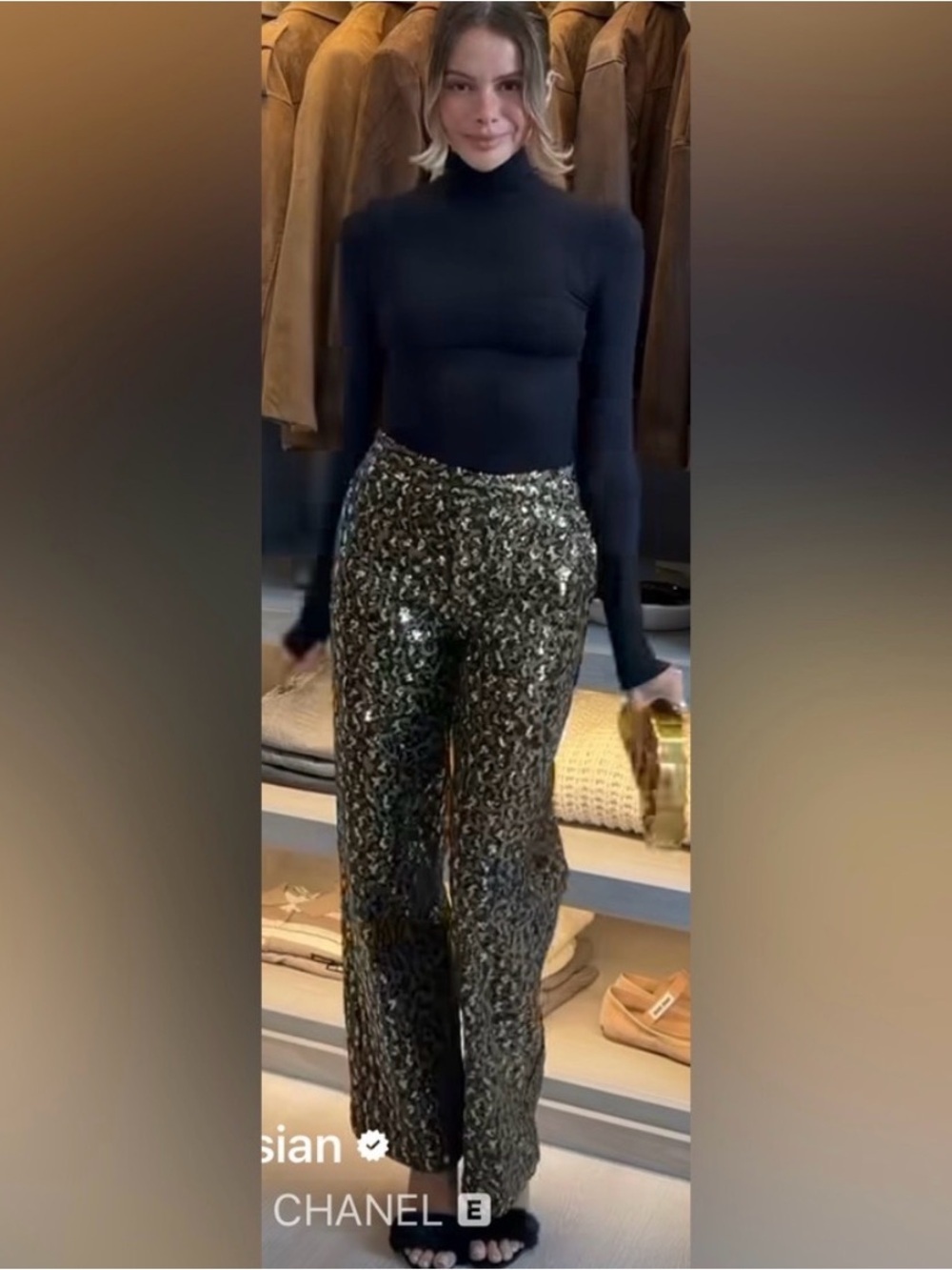 🔥🔥Zara Sequin Wide-Leg Pants in Gold - Designer Style